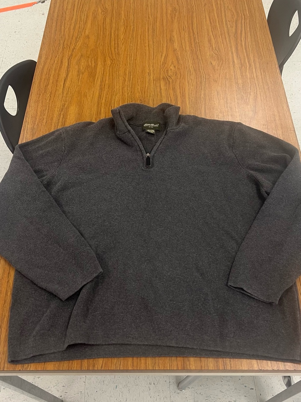 Eddie Bauer  Charcoal Quarter‑Zip Turtleneck Sweater Vintage Y2K Knit Size Large